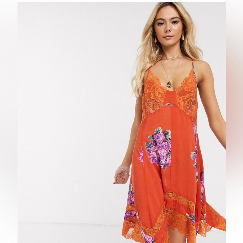 New Free People Table for 2 Trapeze Dress in Multi-combo. XS